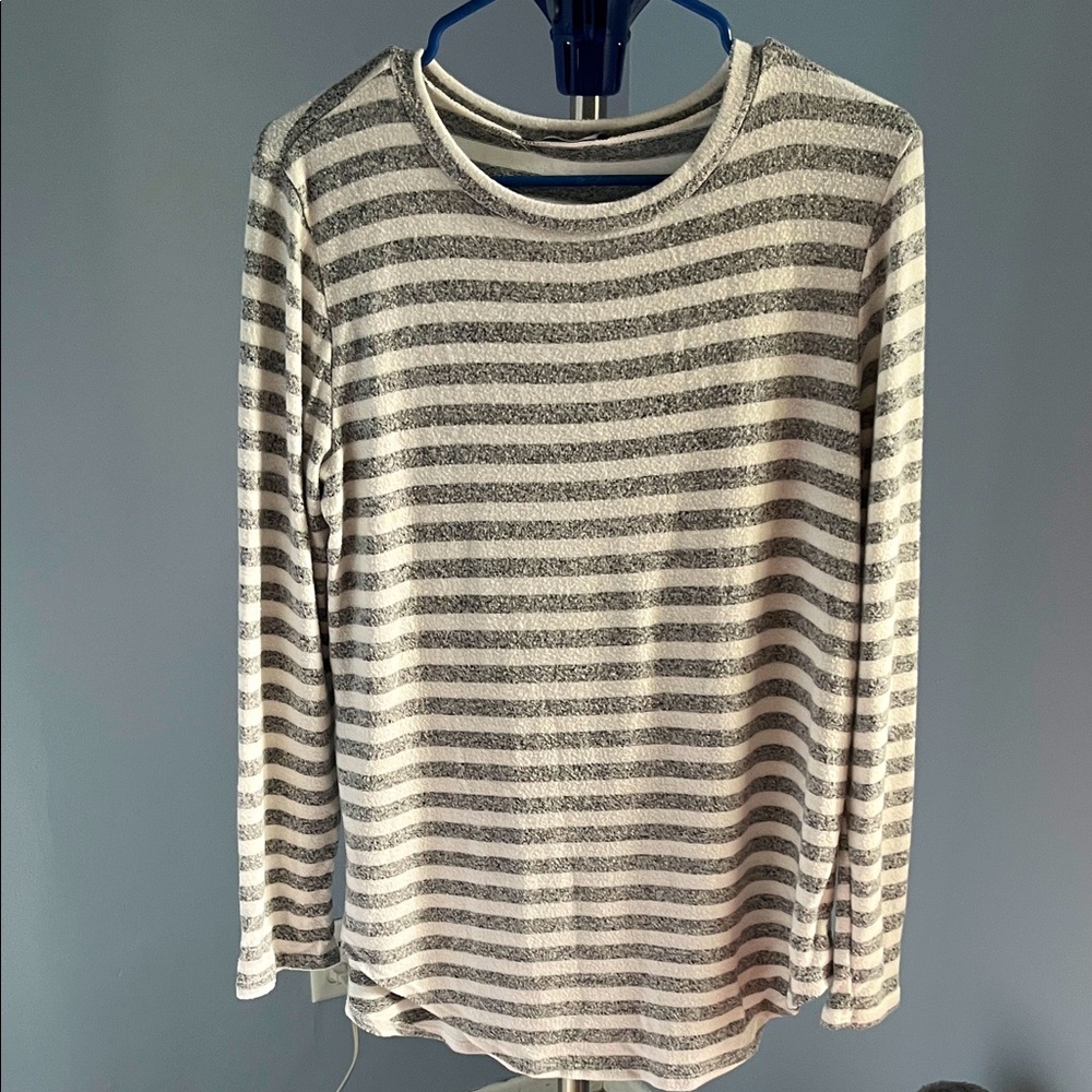 Bombom Gray Striped Long Sleeved T-Shirt Size S